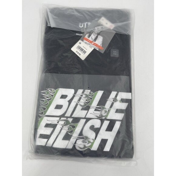 Billie Eilish Green Flames Graphic Men’s Oversized Uniqlo T shirt Medium‎ - Picture 1 of 6